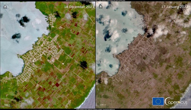 Wyspa Tongatapu /EUROPEAN UNION, COPERNICUS SENTINEL IMAGERY HANDOUT /PAP/EPA