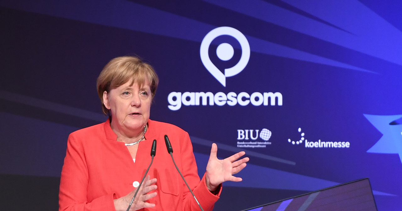 Wystąpienie Angeli Merkel podczas targów Gamescom w 2017 roku /AFP