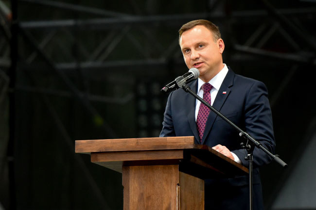 Wystąpienie prezydenta Andrzeja Dudy podczas głównych uroczystości obchodów 60. rocznicy Poznańskiego Czerwca '56 /Jakub Kaczmarczyk /PAP