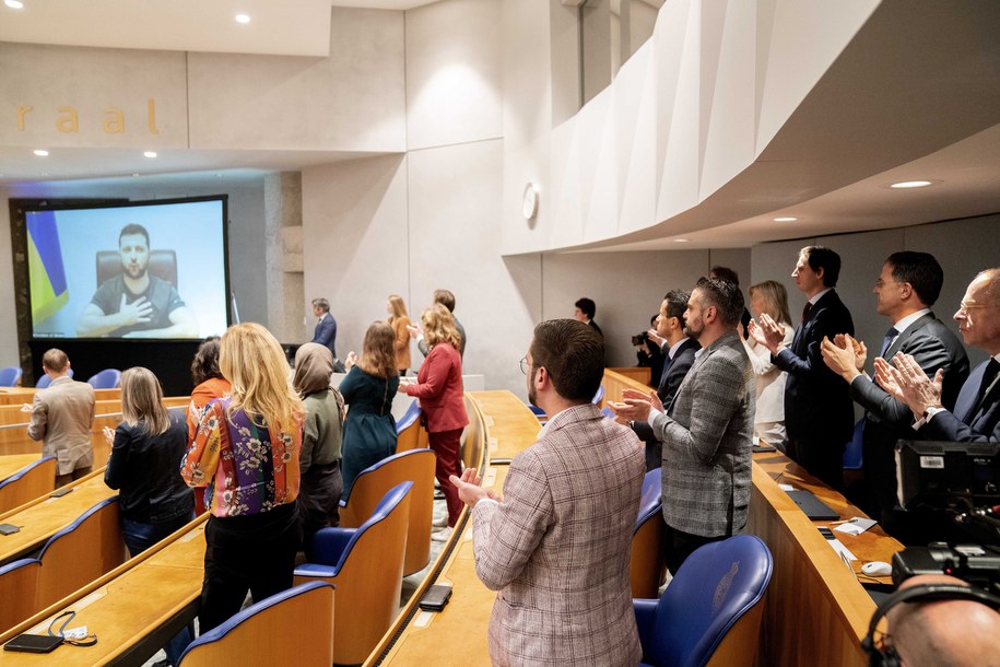 Wystąpienie Wołodymyra Zełenskiego przed holenderskim parlamentem /BART MAAT /PAP/EPA