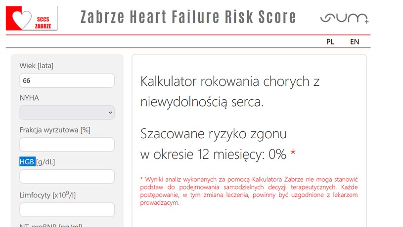 Wystarczy podać 8 podstawowych parametrów /Śląskie Centrum Chorób Serca w Zabrzu /domena publiczna