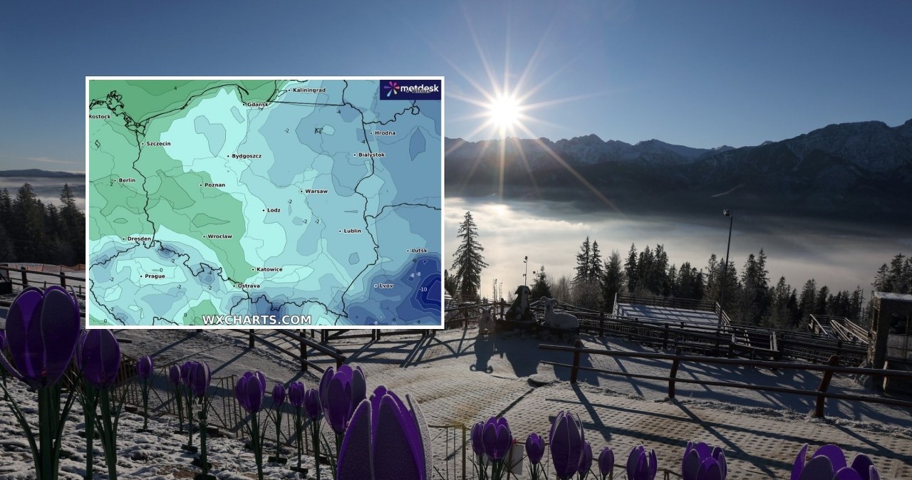Wyż Ernst przyniesie w piątek uspokojenie warunków, jednak miejscami zrobi się mroźnie. W ciągu dnia na terenach podgórskich IMGW prognozuje lokalnie do -4 st. C /PAP/Grzegorz Momot/WXCHARTS /