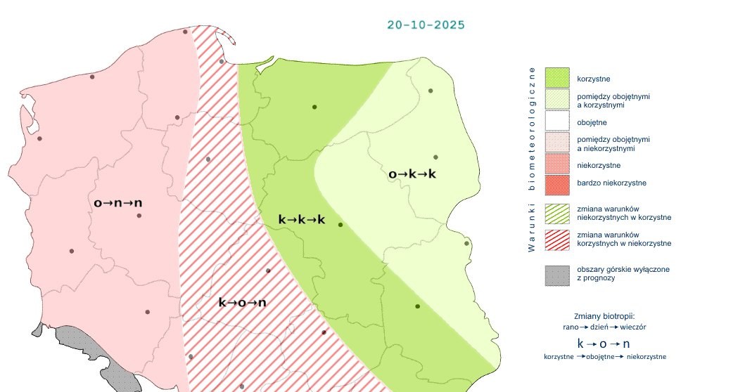 Wyż Tatiana sprawi, że pogoda będzie spokojna i przyjazna. Na wschodzie przez większość dnia warunki będą korzystne, w pozostałych miejscach mogą się pogorszyć /IMGW /