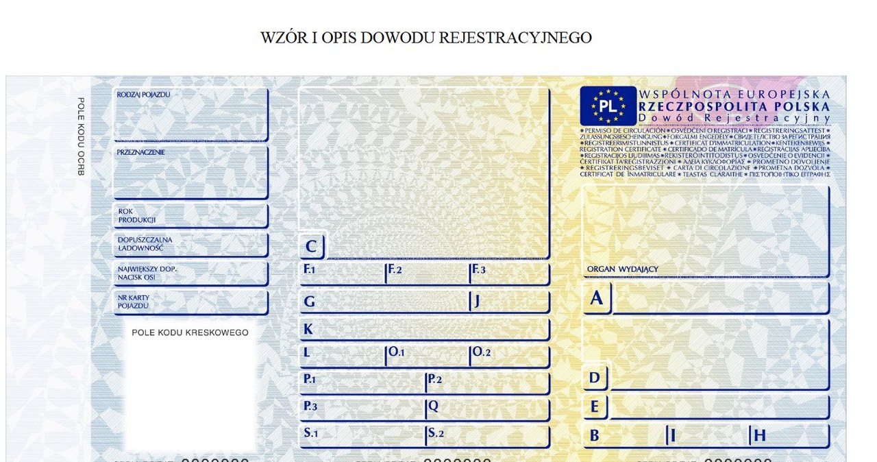 Wzór dowodu rejestracyjnego /Informacja prasowa