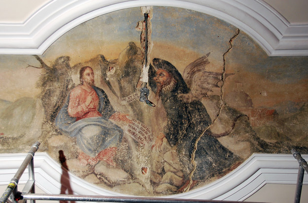 XVIII-wieczny fresk przedstawiający kuszenie Chrystusa odkryto na suficie jednej z sal Urzędu Miasta. /Urząd Miasta w Poznaniu /Materiały prasowe
