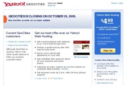 Yahoo! nie wykorzystało potencjału GeoCities /materiały prasowe