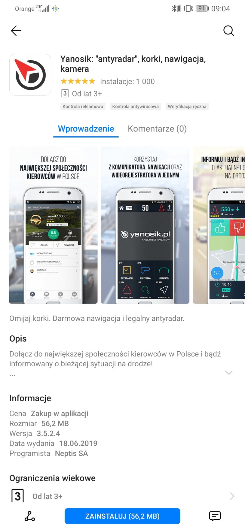 Yanosik w AppGallery /INTERIA.PL