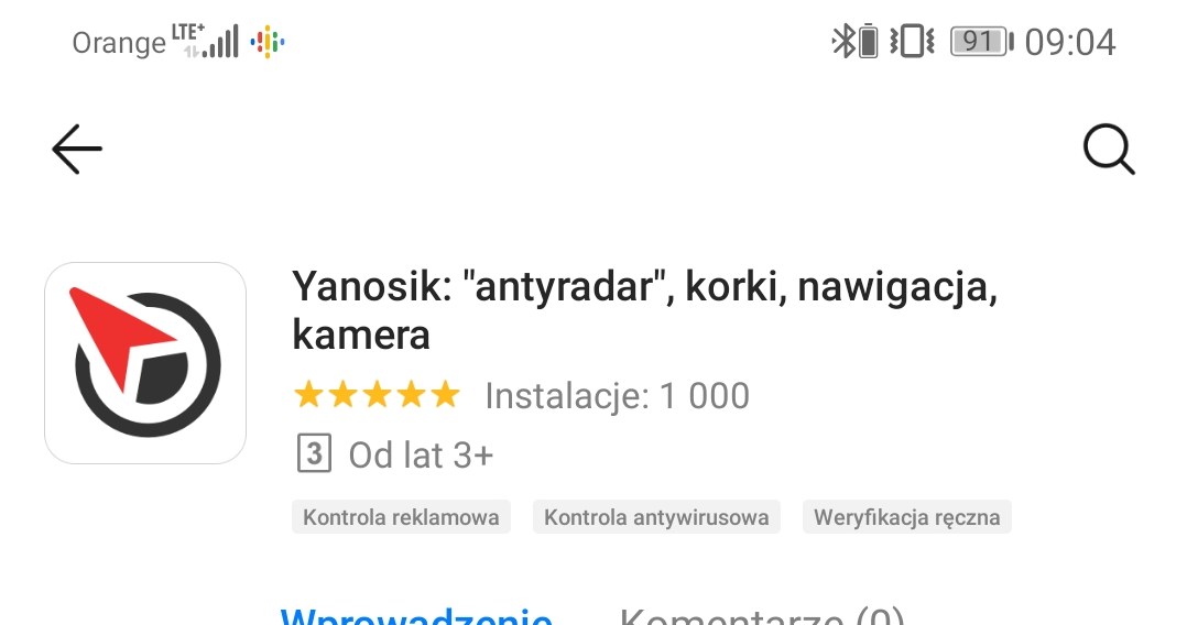 Yanosik w AppGallery /INTERIA.PL