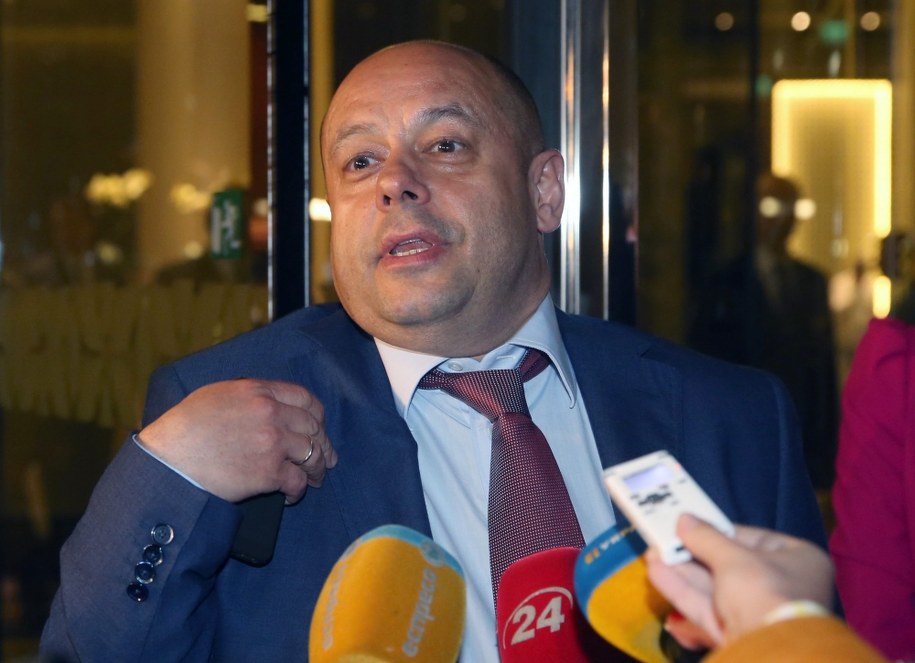 Yuri Prodan, ukraiński minister ds. energii podczas rozmowy z dziennikarzami /SERGEI CHIRIKOV /PAP/EPA