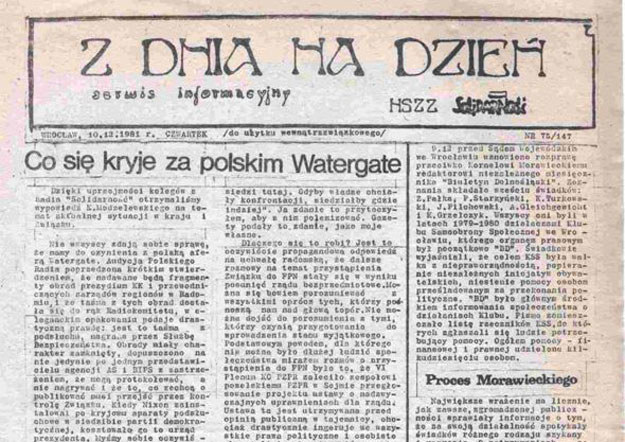"Z Dnia na Dzień”, rok 1981, nr 147, strona 1 (źródło: Encyklopedia Solidarności) /INTERIA.PL