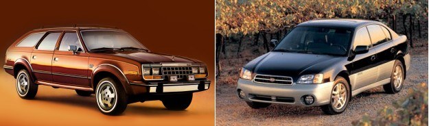 Z lewej: AMC Eagle (1979), z prawej: Outback w wersji sedan (2001). /Motor