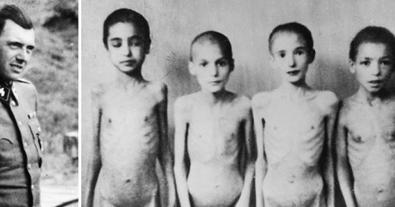 Z lewej: dr Josef Mengele, fot. Agencja Forum, z prawej: dzieci będące ofiarami medycznych eksperymentów w Auschwitz /AFP