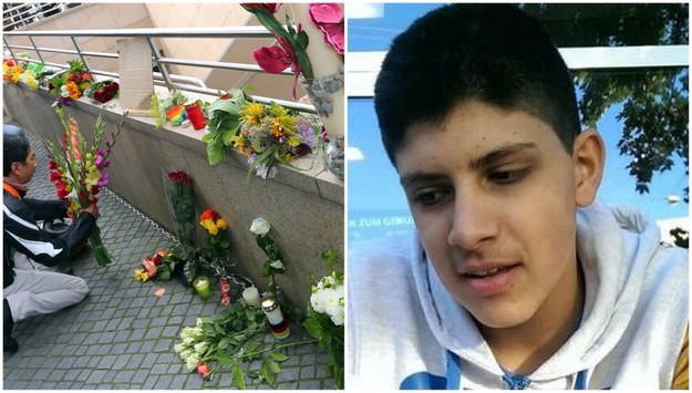 Z lewej: Mieszkańcy Monachium składają kwiaty na miejscu tragedii. Z lewej: 18-letni napastnik /Karl-Josef Hildenbrand /PAP/EPA