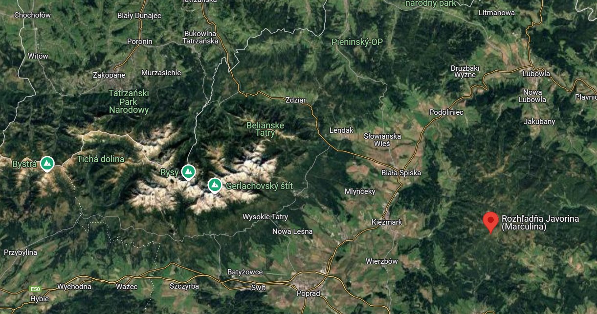 Z nowej wieży na Słowacji widać Tatry. W okolicy Javoriny znajduje się wiele ciekawych i wartych odwiedzenia punktów. /Google Maps /materiał zewnętrzny