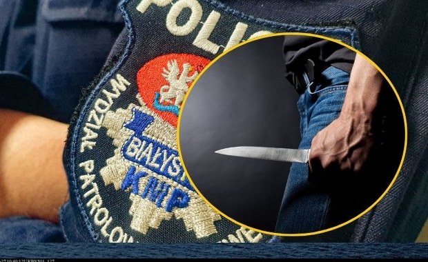 Z nożem w ręce ruszył na policjantów. Groźny incydent w Białymstoku 