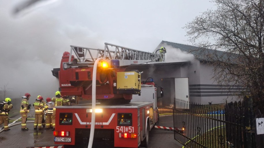 Z ogniem walczy 13 zastępów straży pożarnej /KP PSP w Tczewie /