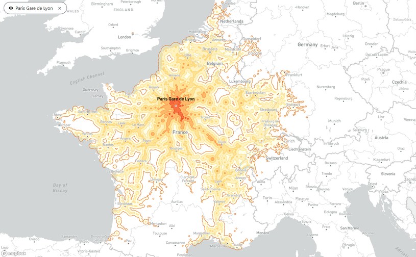 Z Paryża w 5h jesteśmy w stanie przemieścić się naprawdę daleko /chronotrains-eu.vercel.app /INTERIA.PL