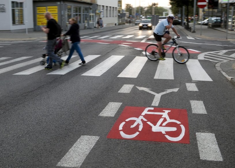 Z telefonem przy uchu, po przejściu, w poprzek drogi dla rowerów... Typowy widok /Marek Michalak /East News