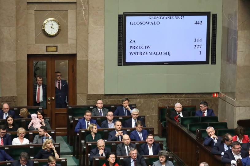 Za odrzuceniem wniosku głosowało 214 posłów, 227 posłów było przeciw, a jeden wstrzymał się od głosu / 	Tomasz Gzell    /PAP