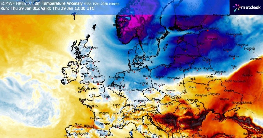 Za sprawą wyżu Daniel do Polski napływa chłodne powietrze. Nocą będzie kilkanaście stopni mrozu /WXCharts /