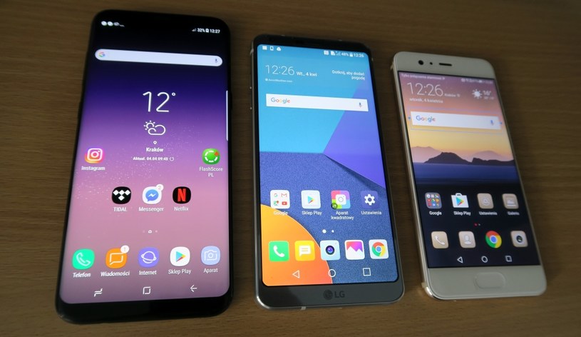 Zaczynając od lewej - Samsung Galaxy S8+, LG G6 i Huawei P10 /INTERIA.PL