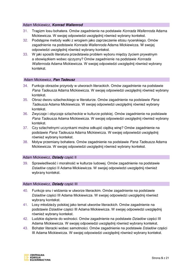 Zadania jawne obowiązujące w części ustnej egzaminu maturalnego z języka polskiego w 2023 r. /CKE /RMF24