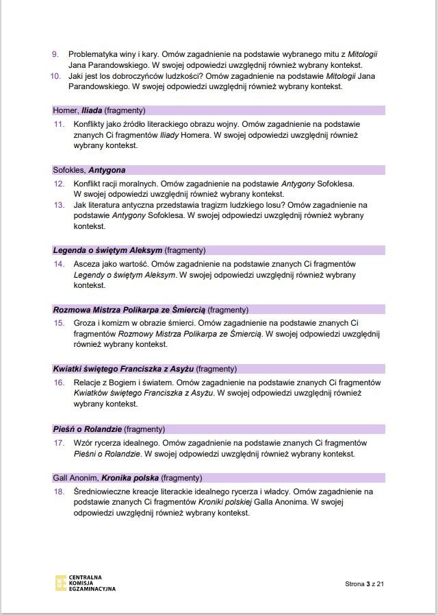 Zadania jawne obowiązujące w części ustnej egzaminu maturalnego z języka polskiego w 2023 /CKE /RMF FM