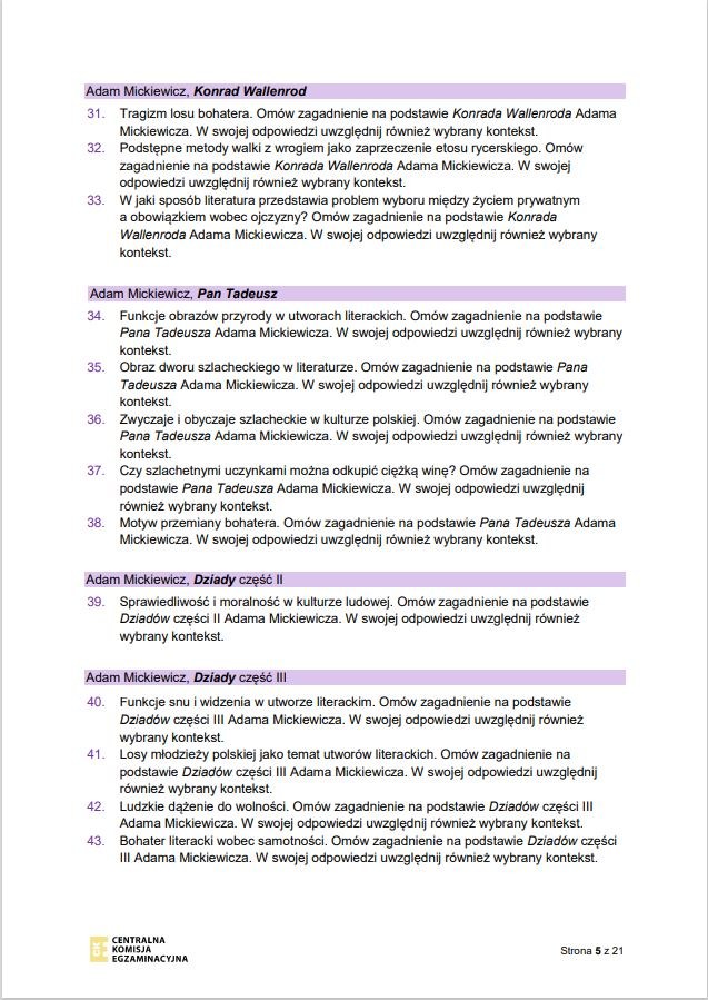Zadania jawne obowiązujące w części ustnej egzaminu maturalnego z języka polskiego w 2023 /CKE /RMF FM