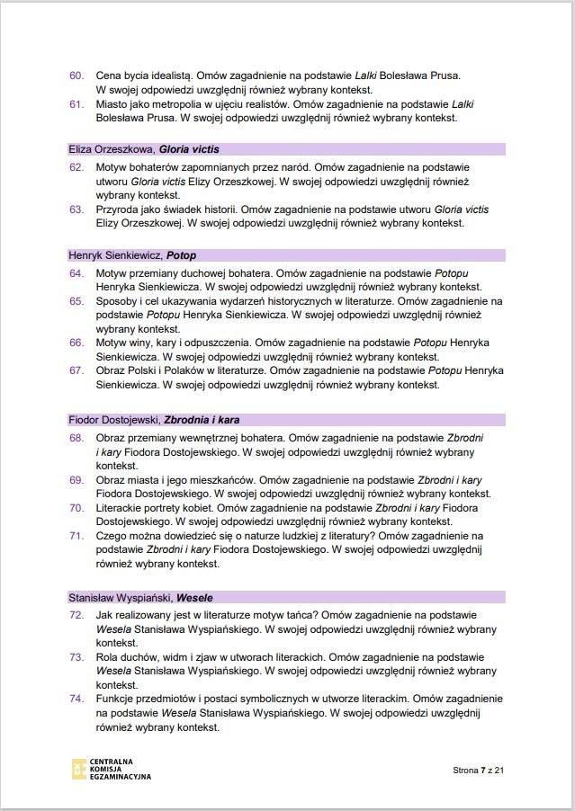 Zadania jawne obowiązujące w części ustnej egzaminu maturalnego z języka polskiego w 2023 /CKE /RMF FM
