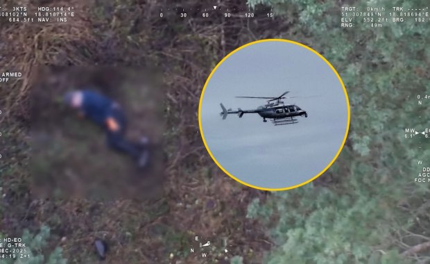 Zaginiony senior spędził noc w lesie. Uratował go policyjny śmigłowiec