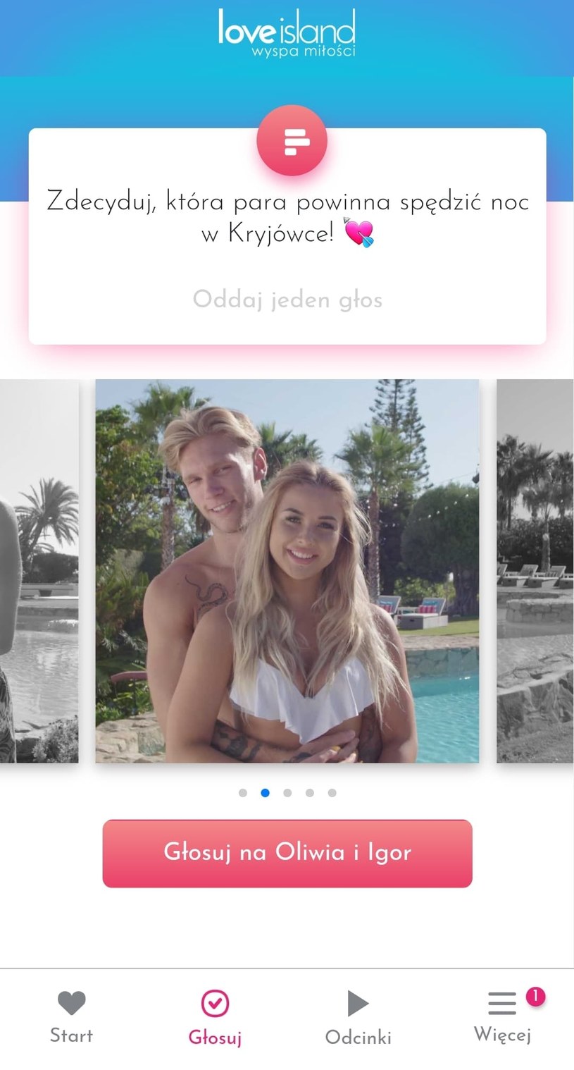 Zagłosuj w aplikacji "Wyspa miłości" na parę, która spędzi noc w kryjówce! /Polsat/Ipla