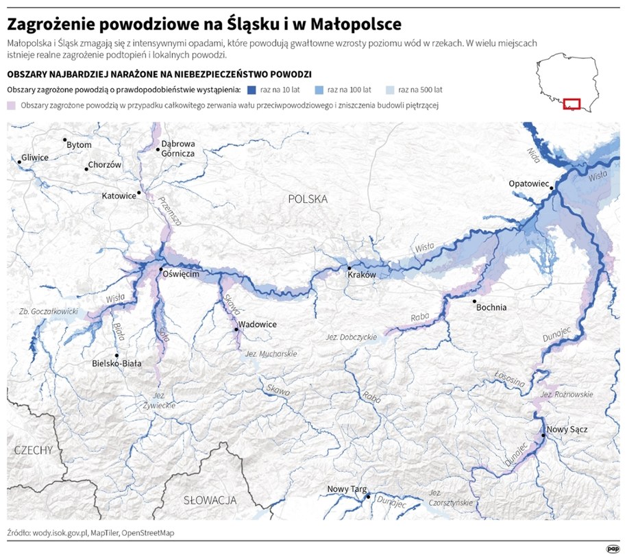 Zagrożenie powodziowe na Śląsku i w Małopolsce /Michał Czernek /PAP