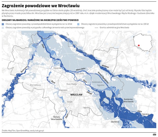 Zagrożenie powodziowe we Wrocławiu /Michał Czernek /PAP