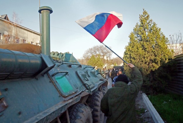 Zajęta przez Rosjan baza wojskowa na Krymie /Sergei Ilnitsky /PAP/EPA