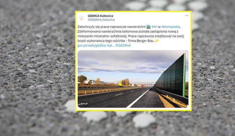 Zakończył się remont około 300-metrowego odcinka autostrady A1. /MAREK MALISZEWSKI/REPORTER/ East News/ GDDKiA_Katowice/ Twitter/ zrzut ekranu /