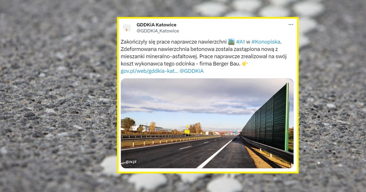 Zakończył się remont około 300-metrowego odcinka autostrady A1. /MAREK MALISZEWSKI/REPORTER/ East News/ GDDKiA_Katowice/ Twitter/ zrzut ekranu /