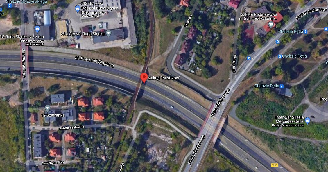 Zakręt mistrzów w Rudzie Śląskiej. Źródło: Google Maps /Informacja prasowa