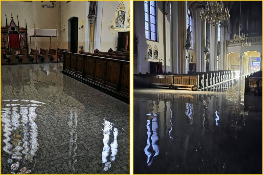 Zalane wnętrze kościoła w Mysłowicach /Parafia NSPJ Mysłowice  /