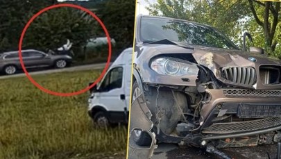 Zaliczył na hulajnodze "czołówkę" z samochodem. Wideo poraża