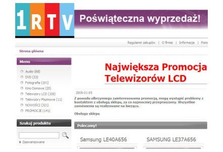 Założony przez oszusta sklep internetowy www.1rtv.pl  został zamknięty /RMF