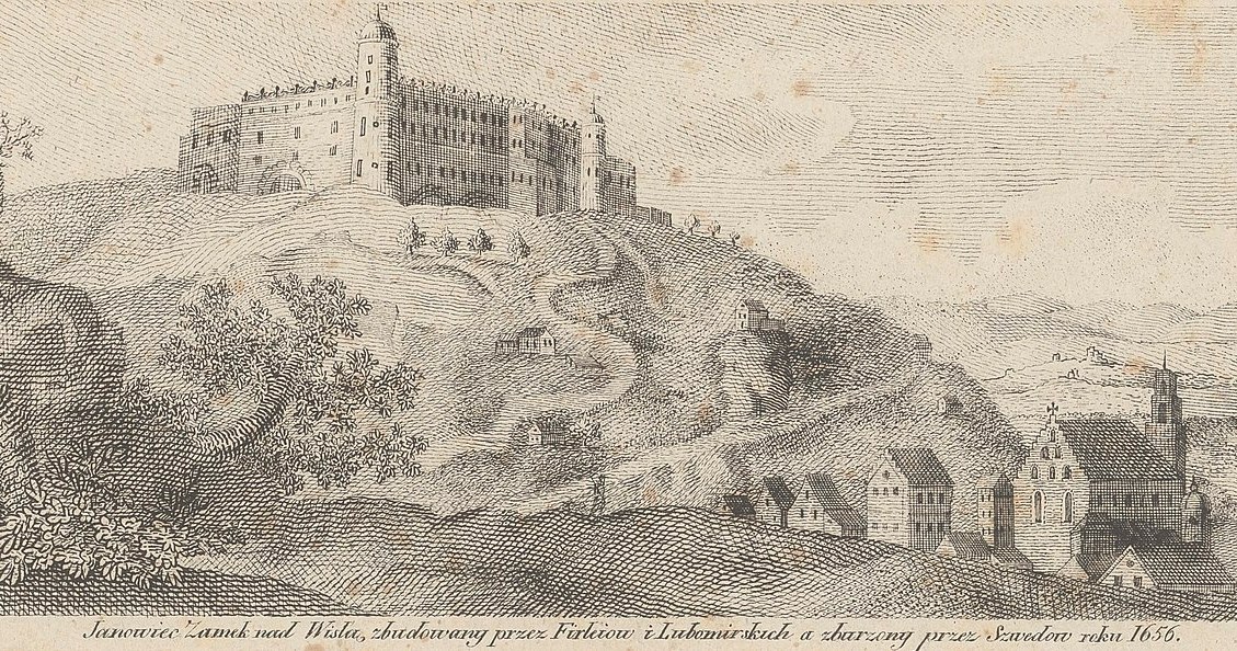 Zamek w Janowcu, litografia na papierze; 6,6x13,6 cm, 1825 /Seweryn Oleszczyński /domena publiczna