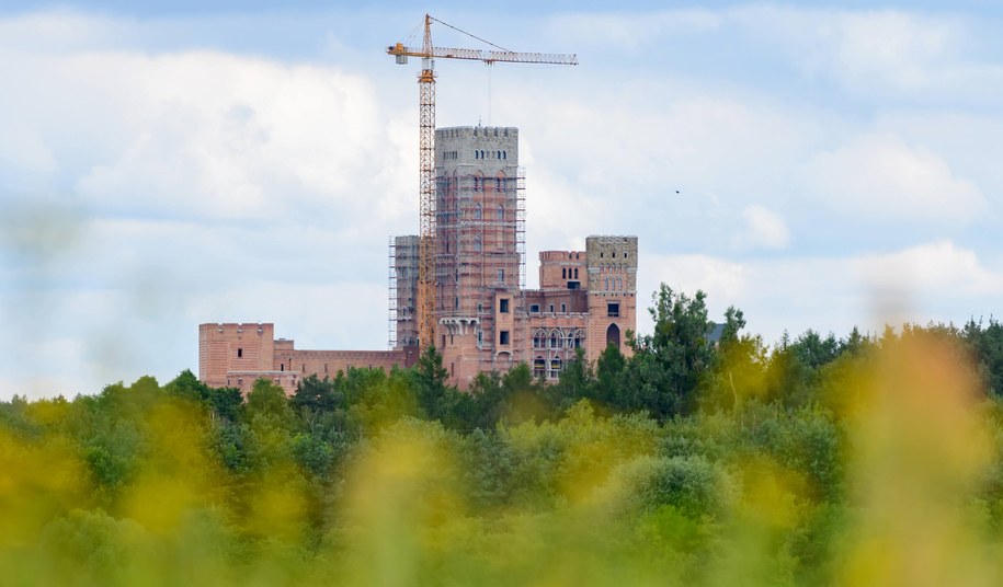 Zamek w Stobnicy na terenie chronionego Obszaru Natura 2000 w Puszczy Noteckiej w trakcie budowy /	Jakub Kaczmarczyk   /PAP