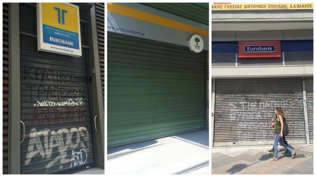 Zamknięte banki w Salonikach w Grecji /Aneta Łuczkowska /RMF FM