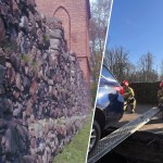 Zapadlisko przy zamku w Człuchowie. Pod parkingiem odkryto pomieszczenie