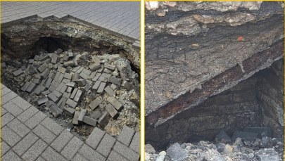 Zapadlisko w centrum Olkusza. W tle historia dawnego szpitala