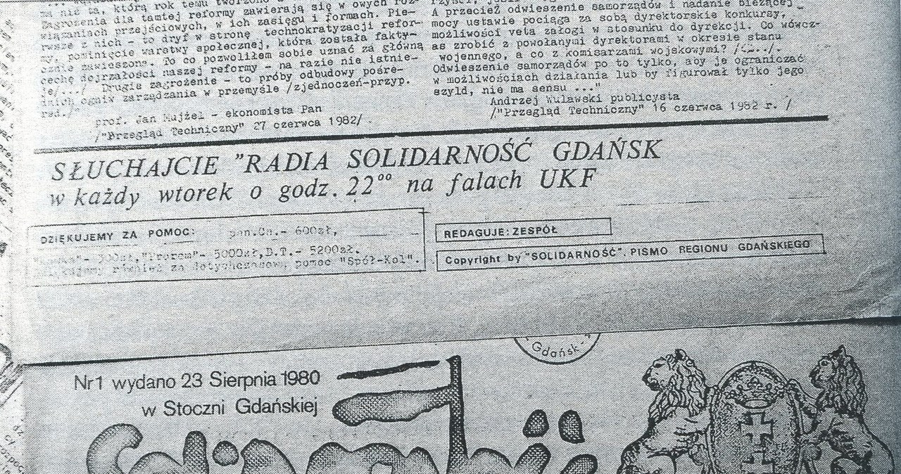 Zapowiedź audycji w podziemnym piśmie "Lewki" - organie prasowym gdańskiego regionu "Solidarności" (z książki "Radio Solidarność w Trójmieście") /materiały prasowe