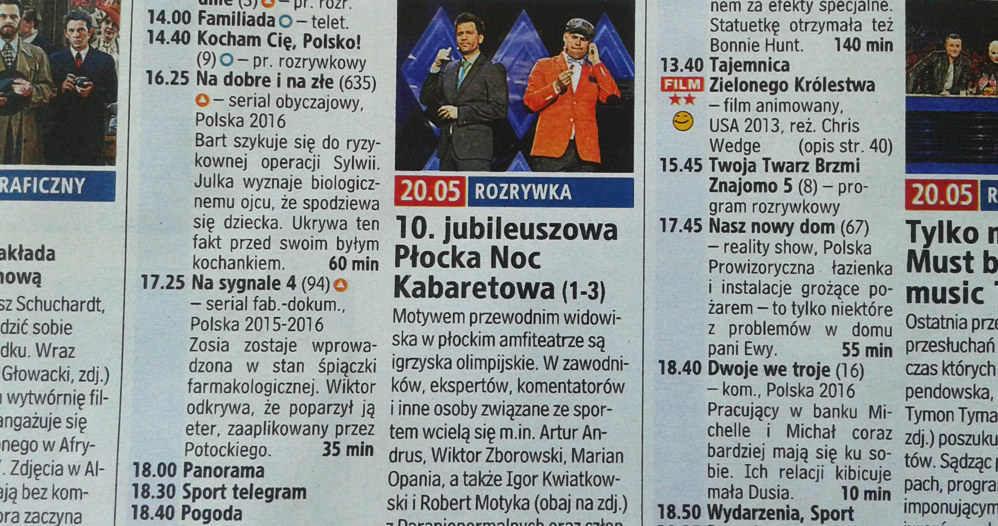 Zapowiedź Płockiej Nocy Kabaretowej, która ukazała się w tygodnku "Tele Tydzień" /materiały prasowe