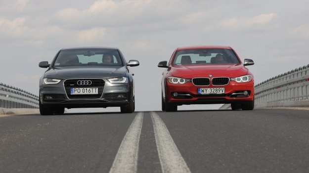 Zarówno Audi A4, jak i nowe BMW serii 3 stylistyką nawiązują do większych sedanów tych marek, modeli A6 i serii 5. /Motor