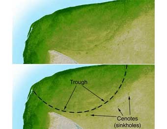 Zarys krateru Chicxulub na półwyspie Jukatan &nbsp; /NASA/JPL