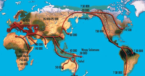 Zasiedlanie kontynentów przez Homo sapiens /Encyklopedia Internautica